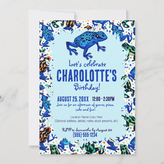 Rainforest Frog Pattern Birthday Invitation (Front)