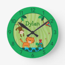 Rainforest Jungle Personalized Nursery Wall Clock