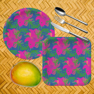 Rainforest Philodendron Hibiscus Tropical  Paper Plates