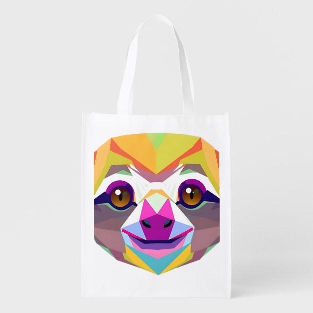 Rainforest Rainbow Sloth Reusable Bag (Front)
