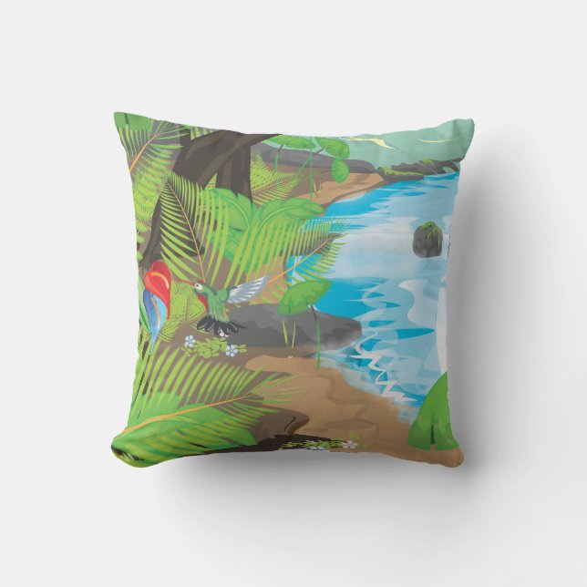 Rainforest River Throw Pillow (Front)