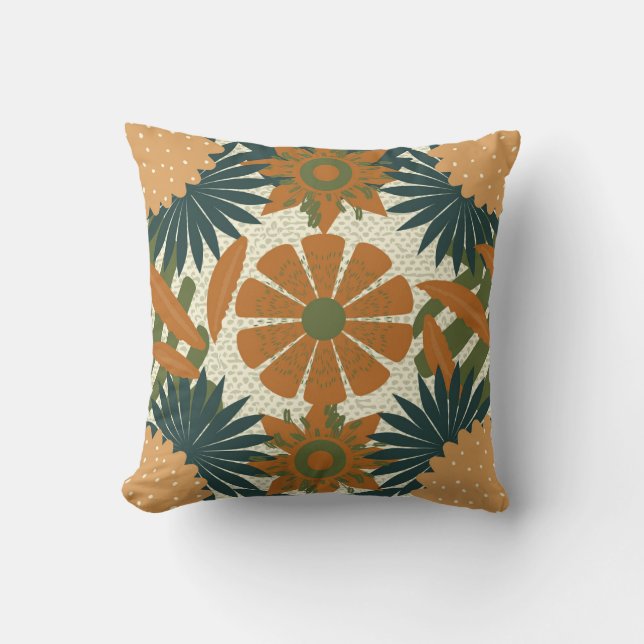 Rainforest Tropical Flowers Design Throw Pillow (Front)
