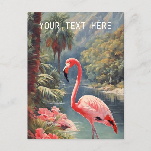 Rainforest Wildlife Pink Flamingo Vintage Postcard