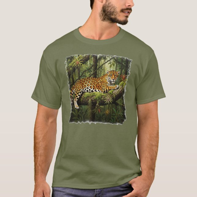 Rainforest with majestic jaguar! T-Shirt (Front)