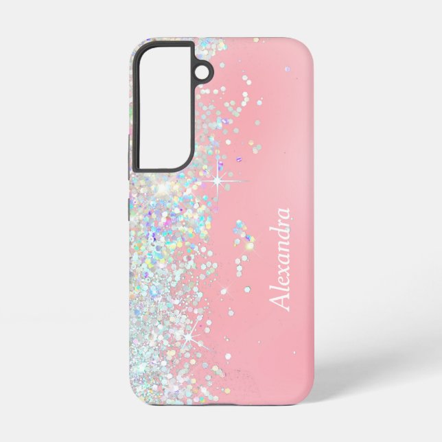Raingow Glitter Confetti Star Pink Samsung Galaxy Case (Back)