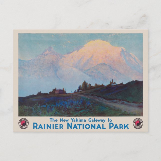 Rainier National Park Vintage Poster 1920s Postcard (Front)