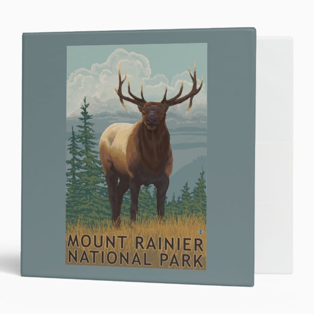 Rainier National Park, WashingtonElk Scene 3 Ring Binder (Front/Inside)
