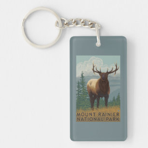Rainier National Park, WashingtonElk Scene Keychain