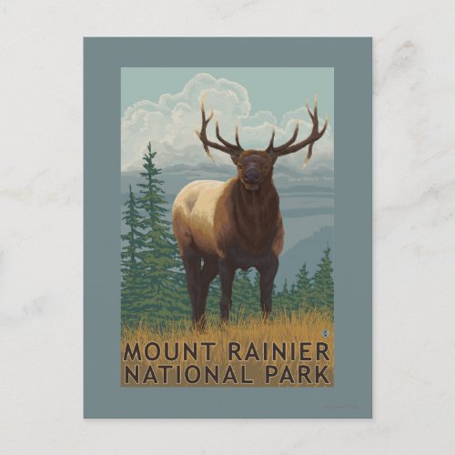 Rainier National Park WashingtonElk Scene Postcard