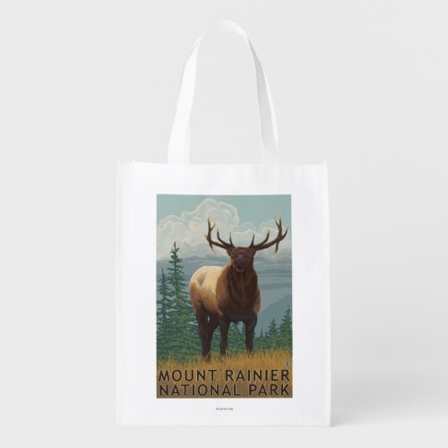 Rainier National Park WashingtonElk Scene Reusable Grocery Bag