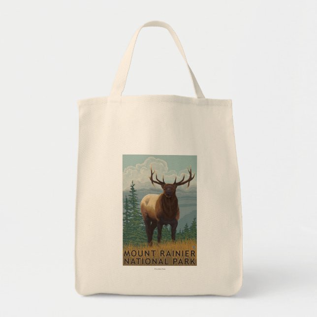 Rainier National Park, WashingtonElk Scene Tote Bag (Front)