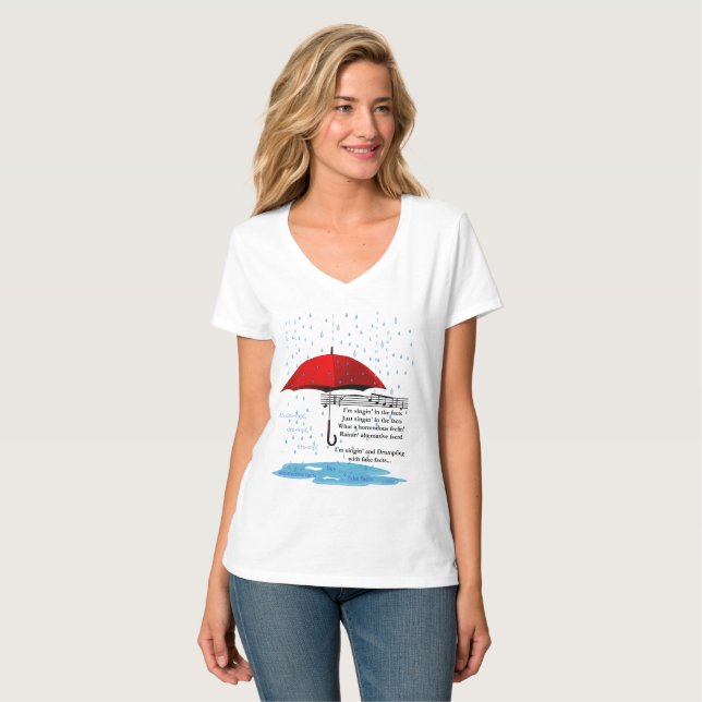 Raining Alternative Facts Nano V-Neck T-Shirt (Front Full)
