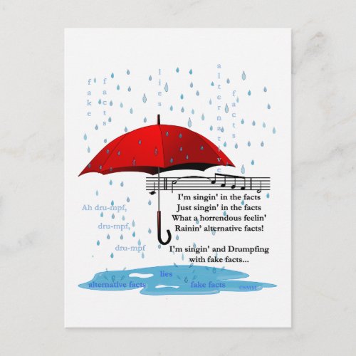 Raining and Singing Alternative Facts Postcard