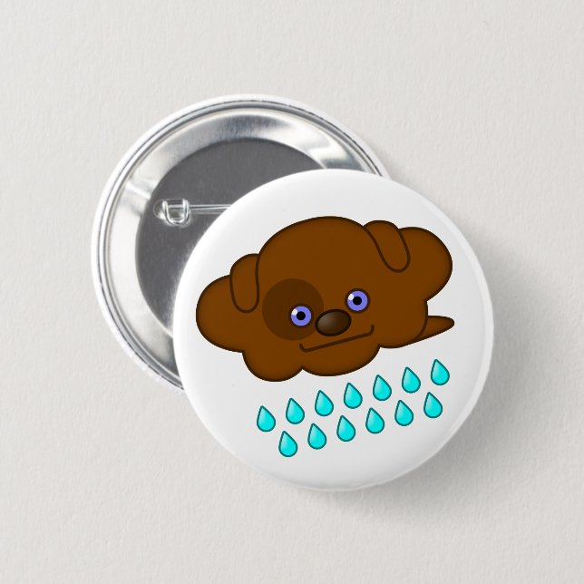 Raining Brown Dog Cloud -  Button (Front & Back)