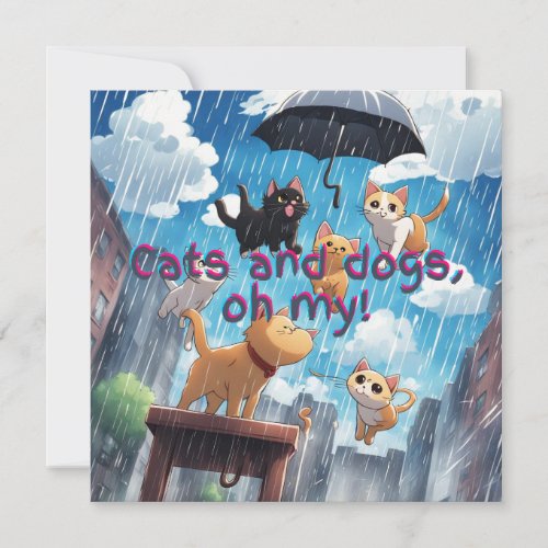 Raining Cats And Dogs Holiday Card