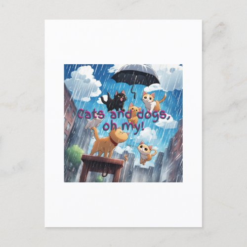 Raining Cats And Dogs Postcard