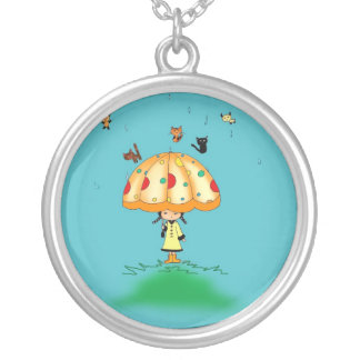 raining cats and dogs silver plated necklace