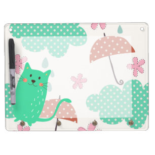 Raining Cats Dry Erase Board With Keychain Holder