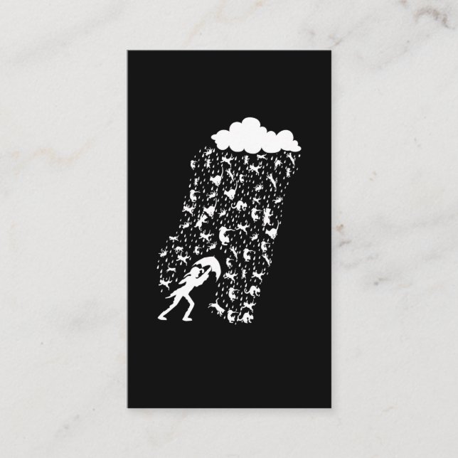 Raining Cats Funny Animal Weather Cat Lover Business Card (Front)