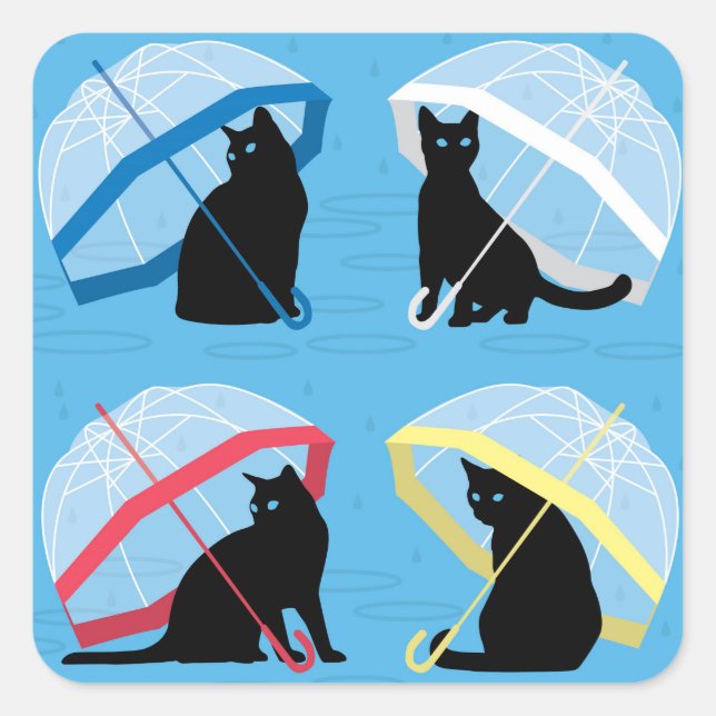 Raining Cats 'n Cats Square Glossy Sticker (Front)