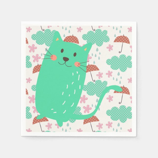 Raining Cats Paper Napkins (Front)