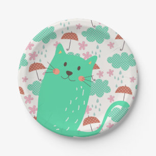 Raining Cats Paper Plates