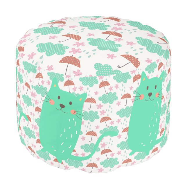 Raining Cats Pouf (Angled Back)