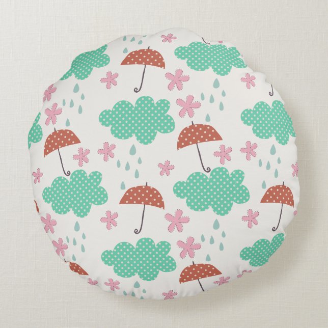 Raining Cats Round Pillow (Back)
