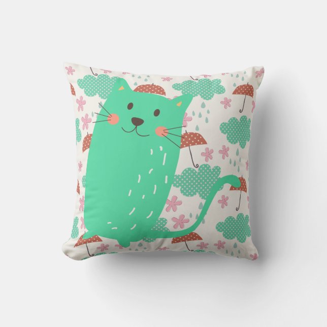 Raining Cats Throw Pillow (Front)