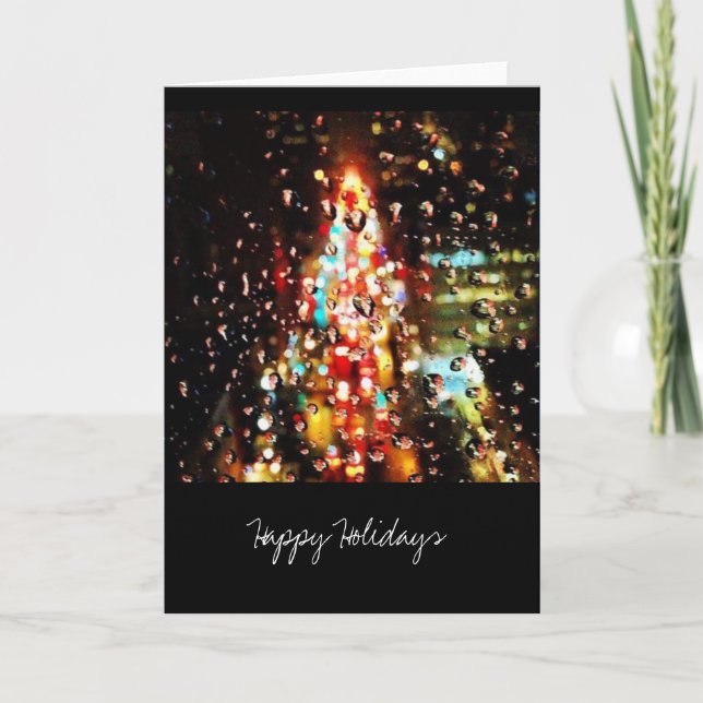 Raining City Lights Holiday Card (Front)