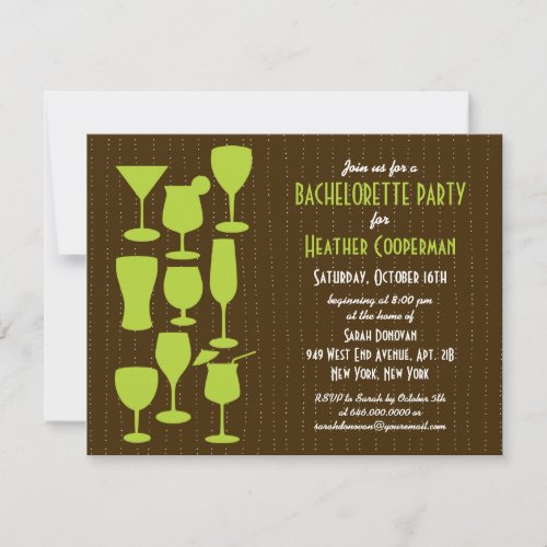 Raining Cocktails Bachelorette Party Invitation