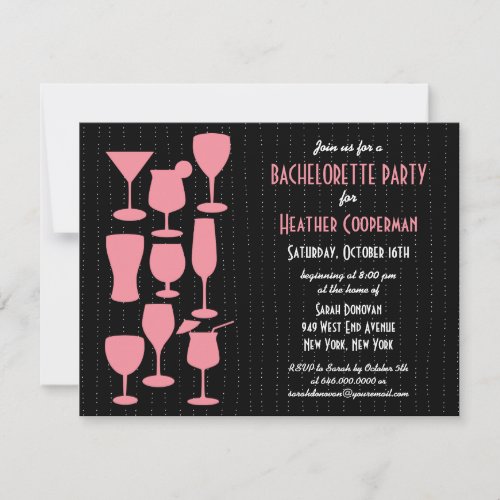 Raining Cocktails Bachelorette Party Invitation