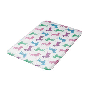 Raining Dachshund Pastel Colored Doxie Dogs Bath Mat