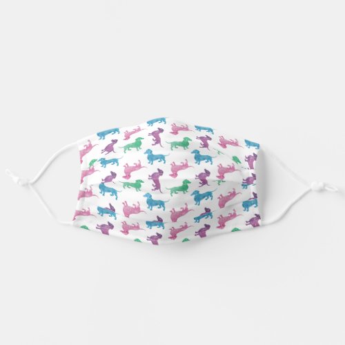 Raining Dachshunds Cute Pastel Colored Doxie Dogs Adult Cloth Face Mask