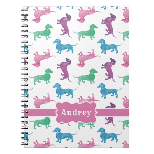 Raining Dachshunds Cute Pastel Watercolor Doxies Notebook