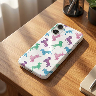 Raining Dachshunds Pastel Watercolor Doxie Pattern iPhone 17 Case