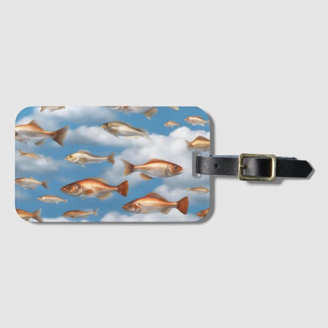 Raining Fish Luggage Tag (Front Horizontal)