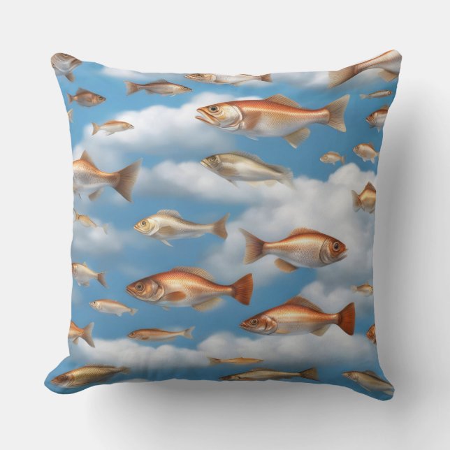 Raining Fish Throw Pillow (Front)