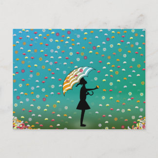 Raining Flowers by PawPapaya Postcard