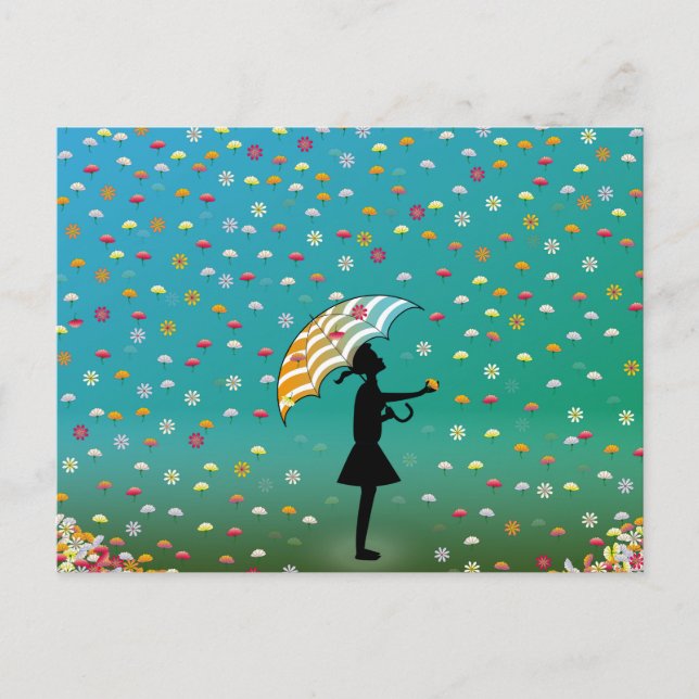 Raining Flowers by PawPapaya Postcard (Front)