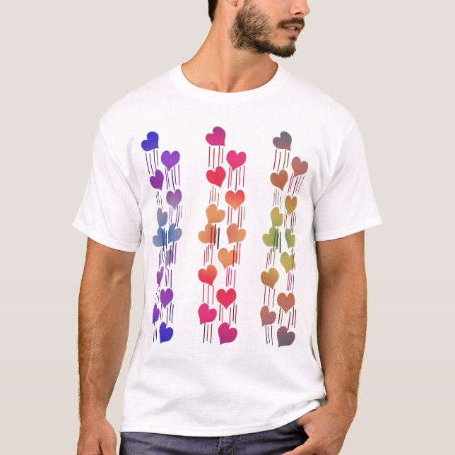 Raining Heart Pattern T-Shirt (Front)