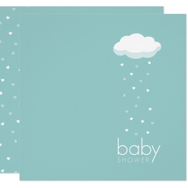 Raining Hearts Aqua Baby Shower Invitation