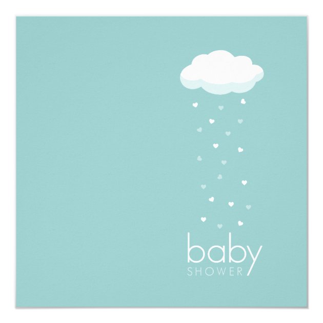 Raining Hearts Aqua Baby Shower Invitation