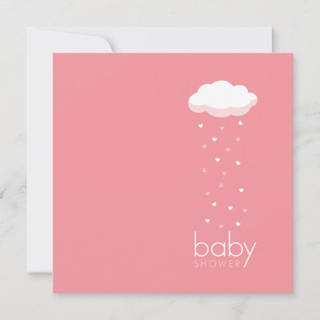 Raining Hearts Baby Shower Pink invitation (Front)
