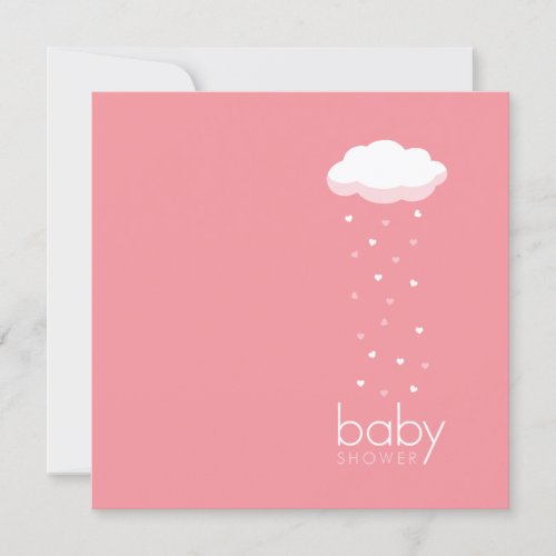Raining Hearts Baby Shower Pink invitation