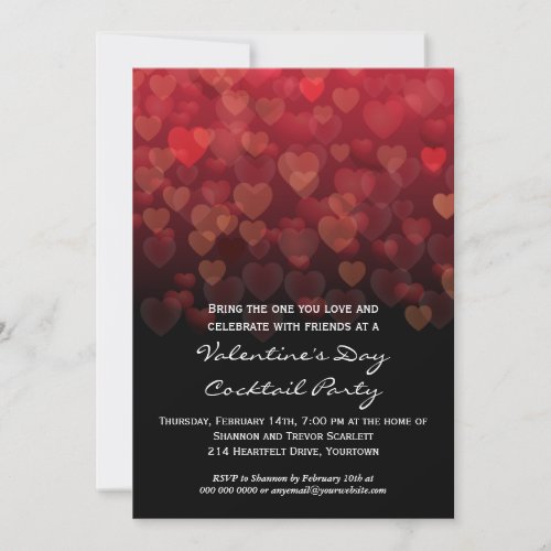 Raining Hearts Valentines Day Party Invitation