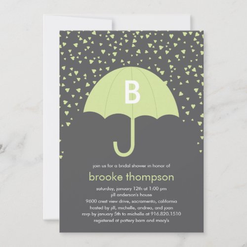 Raining Love Bridal Shower Invitation (Green)