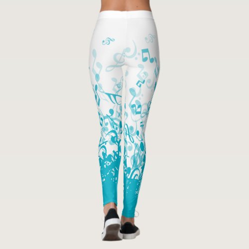 Raining Music Notes Aqua Leggings