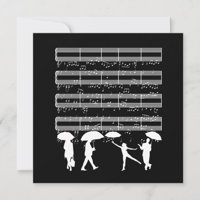 Raining Music Notes Pianist Musician Music Sheet G Invitation (Front)