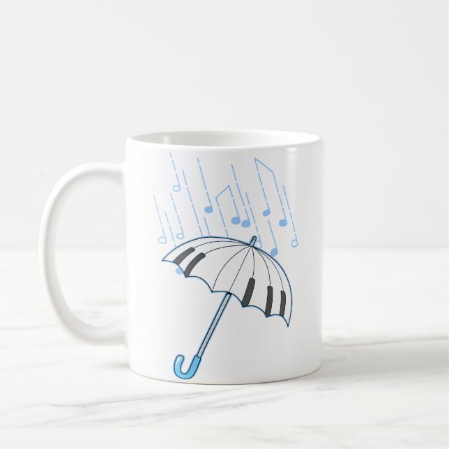 Raining Notes Piano Player Gift Shirt Keyboard Mus Coffee Mug (Left)
